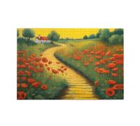 Rompecabezas de madera de 1000 piezas WZYWHJ Poppies Field Yellow Brick Road impreso para adultos y niños, perfecto para diversión familiar, alivio del estrés