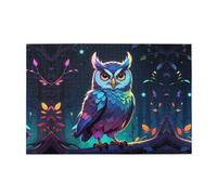 Rompecabezas de madera de 1000 piezas WZYWHJ que brillan en la oscuridad con estampado de búho para adultos y niños, perfecto para diversión familiar, alivio del estrés