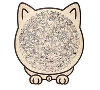 Rompecabezas De Madera De 135 Piezas con Forma De Gato, Rompecabezas Irregular Único con Marco, Regalo Creativo for Amantes De Los Gatos, Decoración del Hogar(Natural Wood Colors)