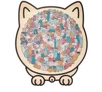 Rompecabezas De Madera De 135 Piezas con Forma De Gato, Rompecabezas Irregular Único con Marco, Regalo Creativo for Amantes De Los Gatos, Decoración del Hogar(Macaron Colors)