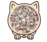 Rompecabezas De Madera De 135 Piezas con Forma De Gato, Rompecabezas Irregular Único con Marco, Regalo Creativo for Amantes De Los Gatos, Decoración del Hogar(Morandi Colors)