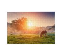 Rompecabezas de Madera de 300 Piezas Caballo al Atardecer con Caja para Adultos