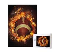 Rompecabezas de Madera de 300 Piezas con diseño de fútbol Americano en Llamas, con Caja para Adultos.