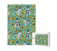 Rompecabezas de madera de 300 piezas con diseño de Schnauzer, girasoles, primavera y verano, para adultos y familias.