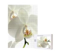 Rompecabezas de madera de 300 piezas con diseño floral de orquídeas blancas, elegante y moderno, ideal para la diversión familiar de adultos.