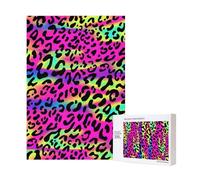 Rompecabezas de madera de 300 piezas con diseño geométrico abstracto de neón brillante para diversión familiar de adultos.