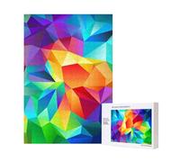 Rompecabezas de madera de 300 piezas con diseño geométrico de arcoíris para diversión familiar de adultos.