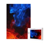 Rompecabezas de Madera de 300 Piezas con Llamas Rojas y Azules para Adultos, con Caja de Embalaje