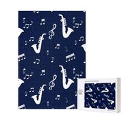 Rompecabezas de Madera de 300 Piezas con Notas Musicales de saxofones y Caja para Adultos.