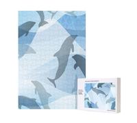 Rompecabezas de madera de 300 piezas con silueta de pez delfín para diversión familiar y para adultos.