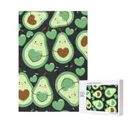 Rompecabezas de madera de 300 piezas con un bonito patrón sin costuras de corazón de aguacate para diversión familiar y para adultos.