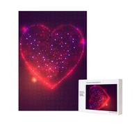 Rompecabezas de madera de 300 piezas con un corazón de amor entre hermosas estrellas brillantes para la diversión familiar de adultos.