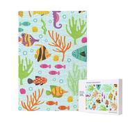 Rompecabezas de madera de 300 piezas de animales marinos de Sea Life para diversión familiar y para adultos.