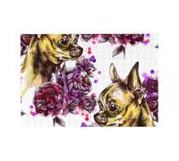 Rompecabezas de Madera de 300 Piezas de Chihuahua y Rosa con Caja para Adultos