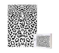 Rompecabezas de madera de 300 piezas de leopardo en blanco y negro para diversión familiar y para adultos.