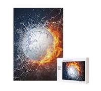 Rompecabezas de madera de 300 piezas de voleibol de hielo y fuego para diversión familiar y para adultos.