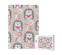 Rompecabezas de madera de 300 piezas "Erizo con corazón de amor" para adultos y familias.
