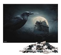 Rompecabezas de Madera de 300 Piezas para Adultos, diseño de Midnight's Raven and Haunt, Juego Educativo, 300 Piezas (40 x 28 cm)