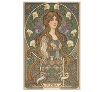 Rompecabezas de madera de 35/70/120/200/300/500/1000 piezas para adultos - Rompecabezas vertical Art Nouveau Lady Art - Madera de álamo premium con partición de letras - Decoración de pared con