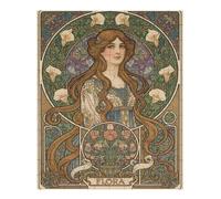 Rompecabezas de madera de 35/70/120/200/300/500/1000 piezas para adultos - Rompecabezas vertical Art Nouveau Lady Art - Madera de álamo premium con partición de letras - Decoración de pared con