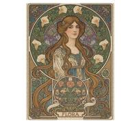 Rompecabezas de madera de 35/70/120/200/300/500/1000 piezas para adultos - Rompecabezas vertical Art Nouveau Lady Art - Madera de álamo premium con partición de letras - Decoración de pared con