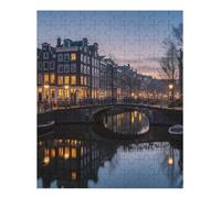 Rompecabezas de madera de 35/70/120/200/300/500/1000 piezas para adultos, rompecabezas vertical de arte de los canales de Ámsterdam, madera de álamo de alta calidad con partición de letras, decoración