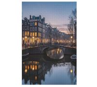 Rompecabezas de madera de 35/70/120/200/300/500/1000 piezas para adultos, rompecabezas vertical de arte de los canales de Ámsterdam, madera de álamo de alta calidad con partición de letras, decoración