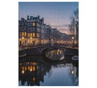 Rompecabezas de madera de 35/70/120/200/300/500/1000 piezas para adultos, rompecabezas vertical de arte de los canales de Ámsterdam, madera de álamo de alta calidad con partición de letras, decoración