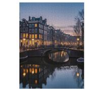 Rompecabezas de madera de 35/70/120/200/300/500/1000 piezas para adultos, rompecabezas vertical de arte de los canales de Ámsterdam, madera de álamo de alta calidad con partición de letras, decoración