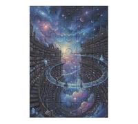 Rompecabezas de madera de 35/70/120/200/300/500/1000 piezas para adultos, rompecabezas vertical de arte de librería de galaxia, madera de álamo de alta calidad con partición de letras, decoración de