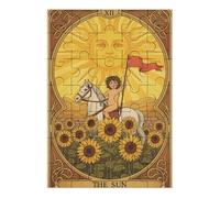 Rompecabezas de madera de 35/70/120/200/300/500/1000 piezas para adultos, rompecabezas vertical de arte del tarot del sol, madera de álamo de alta calidad con partición de letras, decoración de pared