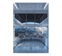 Rompecabezas de madera de 35/70/120/200/300/500/1000 piezas para adultos, rompecabezas vertical de arte de estación espacial, madera de álamo de alta calidad con partición de letras, decoración de