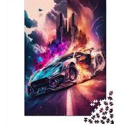 Rompecabezas de Madera de 500 Piezas con diseño de Paisaje Urbano y Coches del Futuro para Adultos. Juegos educativos para niños. 500 Piezas (52 x 38 cm).