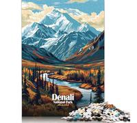 Rompecabezas de Madera de 500 Piezas con ilustración del Parque Nacional Denali, Alaska. Rompecabezas Familiar, 500 Piezas (52 x 38 cm).