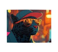 Rompecabezas de madera de 500 piezas con sombrero, gafas, pantera negra, rompecabezas desafiante para adultos, tamaño de juego de 15 x 20.4 pulgadas