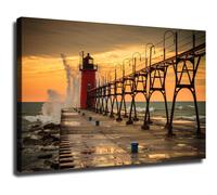 Rompecabezas de madera de 500 piezas del faro de South Haven, Michigan - Rompecabezas navideños: el mejor ejercicio mental para adultos