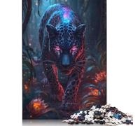 Rompecabezas de Madera de 500 Piezas Jaguar Cósmico en la Jungla para Adultos y Adolescentes (52 x 38 cm)