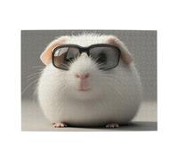 Rompecabezas de madera de 500 piezas para adultos con lentes con un pequeño topo blanco con gafas, rompecabezas desafiante para juego de tamaño 15 x 20.4 pulgadas