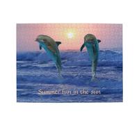 Rompecabezas de Madera de 500 Piezas para Adultos: Delfín mular al Amanecer.