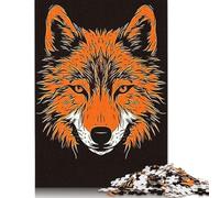 Rompecabezas de Madera de 500 Piezas para Adultos, diseño de Cara de Lobo, Cuadrado, para niños, Juegos Familiares, 52 x 38 cm.