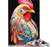 Rompecabezas de Madera de 500 Piezas para Adultos, diseño de Pollo Fractal 01, Rompecabezas Cuadrado para niños, Juegos Familiares, 500 Piezas (52 x 38 cm)