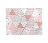 Rompecabezas de Madera de 500 Piezas para Adultos Mayores con diseño de Diamante de mármol Rosa y Gris Dorado.