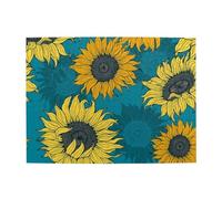 Rompecabezas de Madera de 500 Piezas para Adultos Mayores con Girasoles Amarillos sobre Fondo Azul.