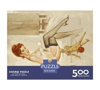 Rompecabezas de Madera de 500 Piezas para Adultos, póster Retro de Chica, Rompecabezas Cuadrado para niños, Juegos Familiares, 500 Piezas (52 x 38 cm)