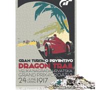 Rompecabezas de Madera de 520 Piezas Gran Turismo Dragon Trail Grand Prix Croacia 1917, Ideal para Adolescentes, Regalos, decoración del hogar, Juguetes de Rompecabezas (52 x 38 cm).
