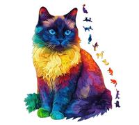 Rompecabezas de madera de animales - Juego de pensamiento vivo en forma de gato, 201 piezas, rompecabezas creativos para adultos, adolescentes, familias, decoración de mesa artística para salón