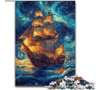 Rompecabezas de Madera de Barco Pirata de 1000 Piezas, 50x75cm, Juego Decorativo de Bricolaje Que desafía el Cerebro, Juguete Interactivo Familiar