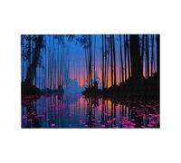 Rompecabezas de madera de bosque de bambú con niebla por la noche, horizontal, 300 piezas, para el ocio familiar y la mejora de la creatividad