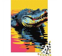 Rompecabezas de Madera de cocodrilo con Pintura al óleo, 1000 Piezas, Rompecabezas Rectangular Creativo, Juego de desafío para el Cerebro, 1000 Piezas (75 x 50 cm)