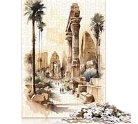 Rompecabezas de madera de Egipto del templo de Karnak para adultos y adolescentes, rompecabezas sostenible para adultos, 1000 piezas (75 x 50 cm)
